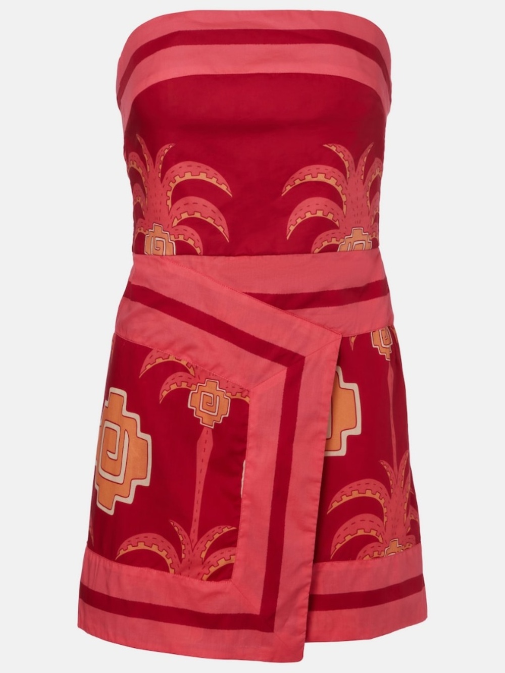 Johanna Ortiz Raiz Ritual strapless wrap-effect printed cotton-poplin mini dress - Picture 3 of 5